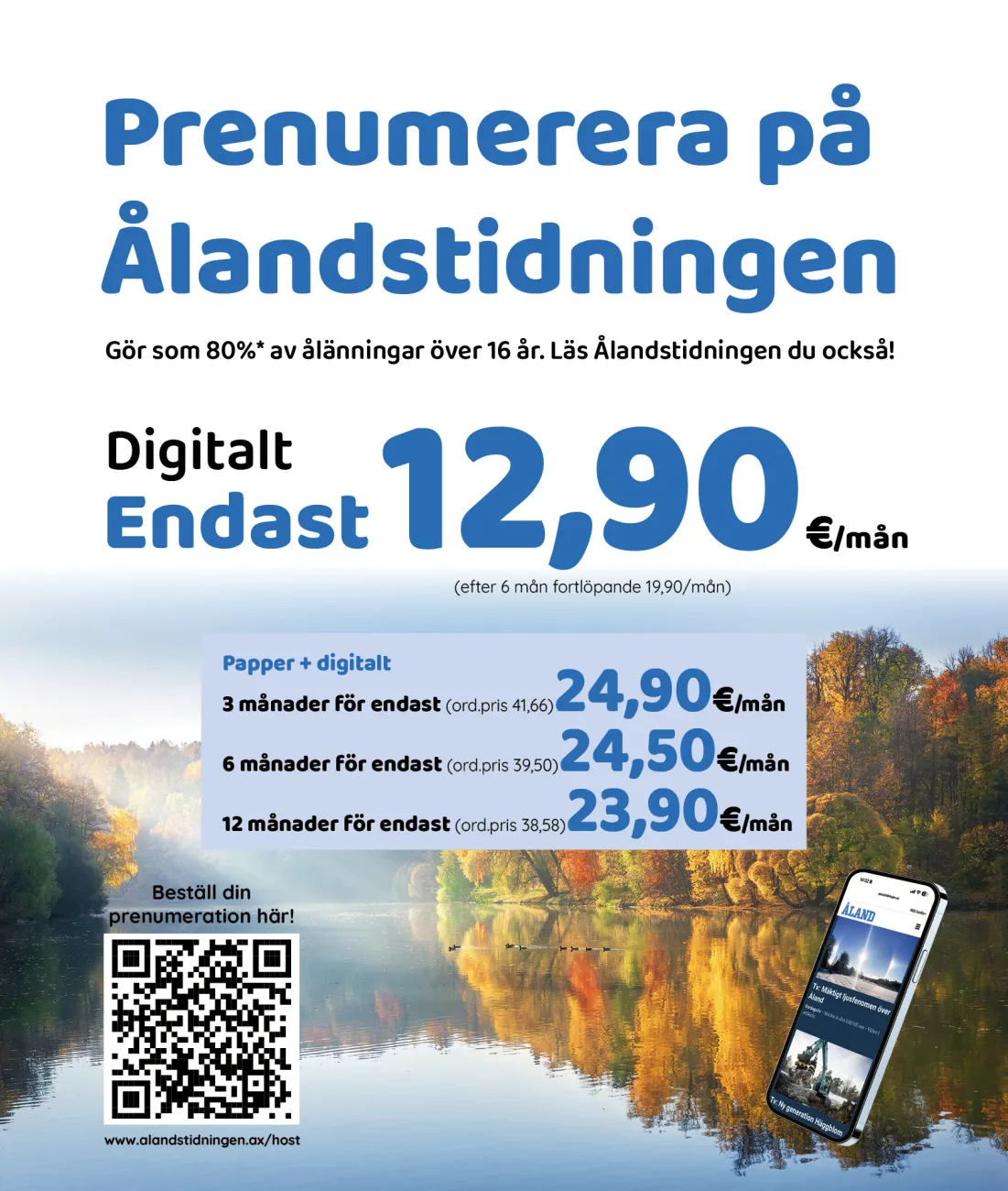 Prenumerera på Ålandstidningen. Hösterbjudanden från 12,90 € per månad.